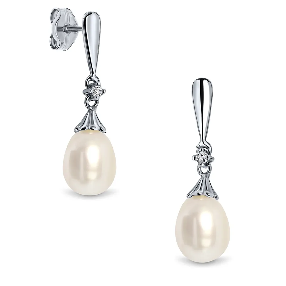 Miore Orecchini oro bianco 9kt perla