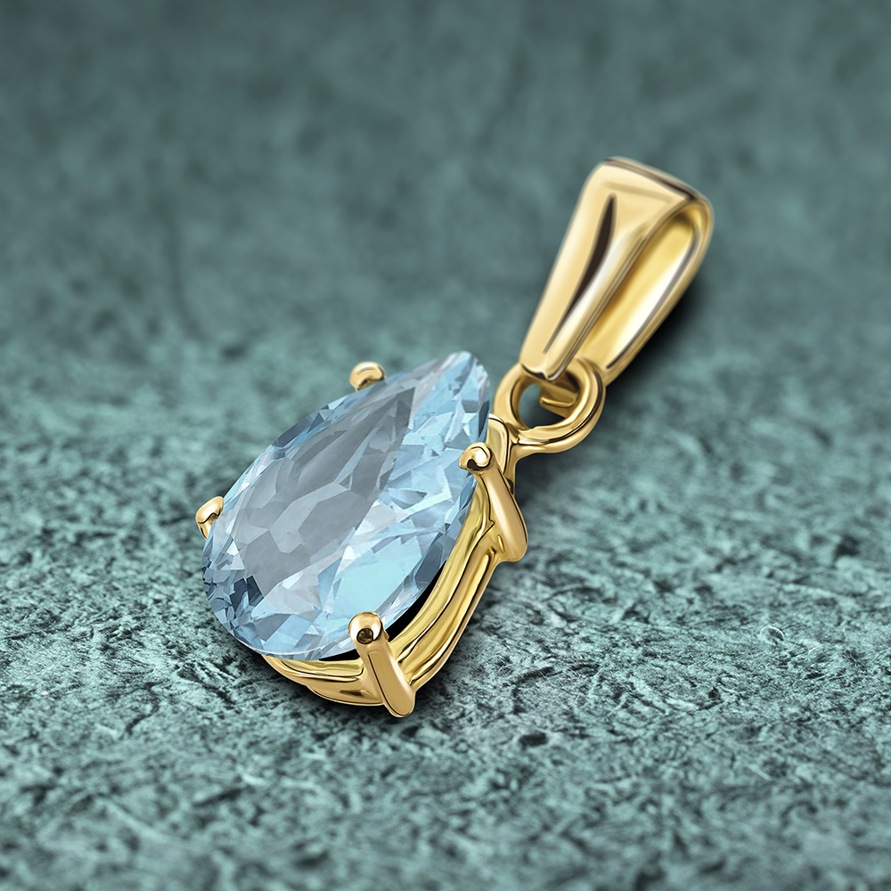Miore Ciondolo oro giallo 14kt topazio blu