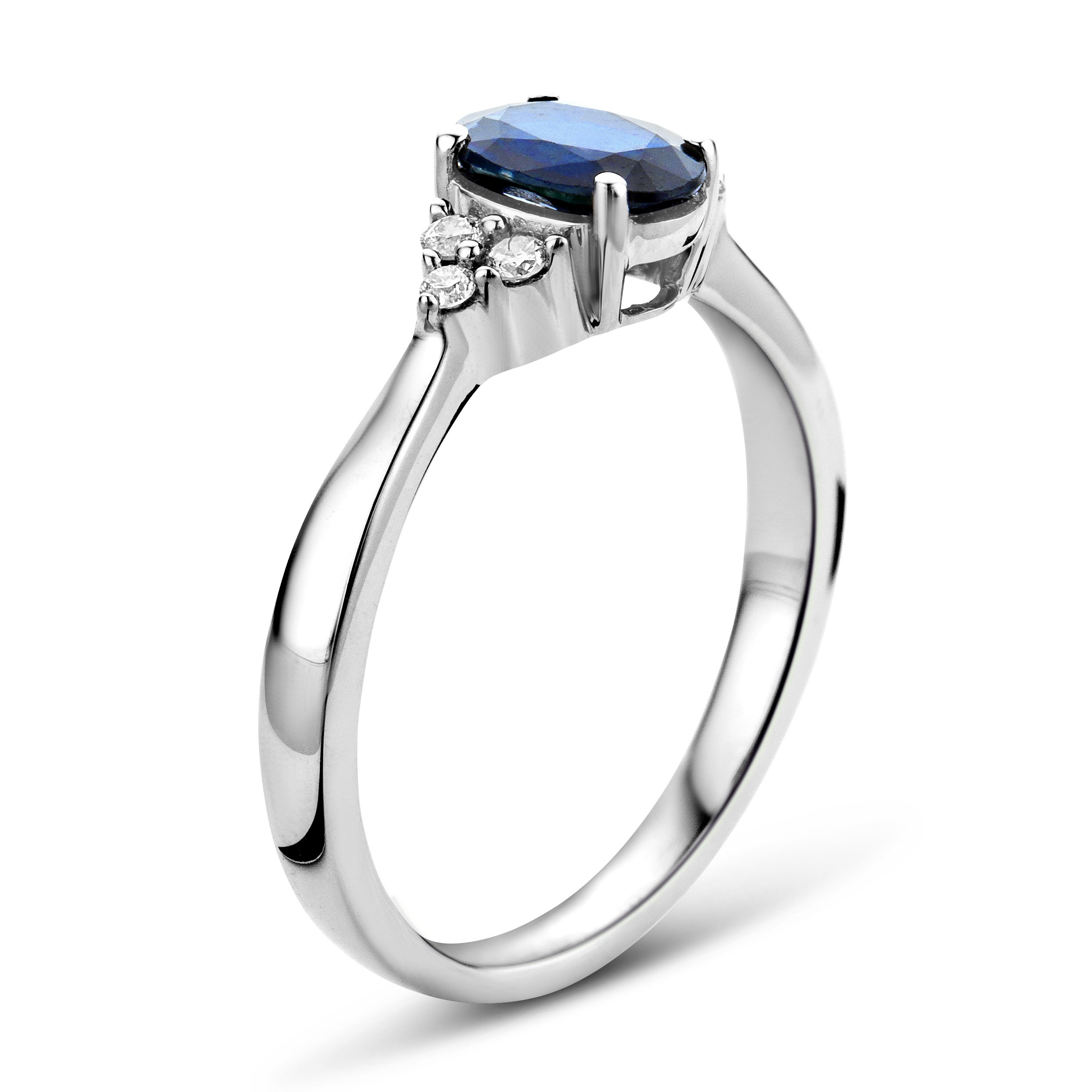 Miore Anello Oro Bianco 9 Kt Zaffiro Naturale