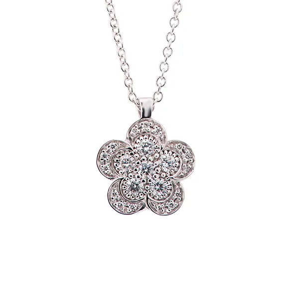 Polello Fiori Collana Fiore oro diamanti