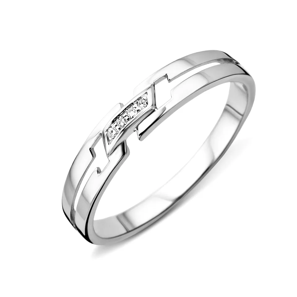 MIORE Ring Anello Oro Bianco 9KT Senza Pietra