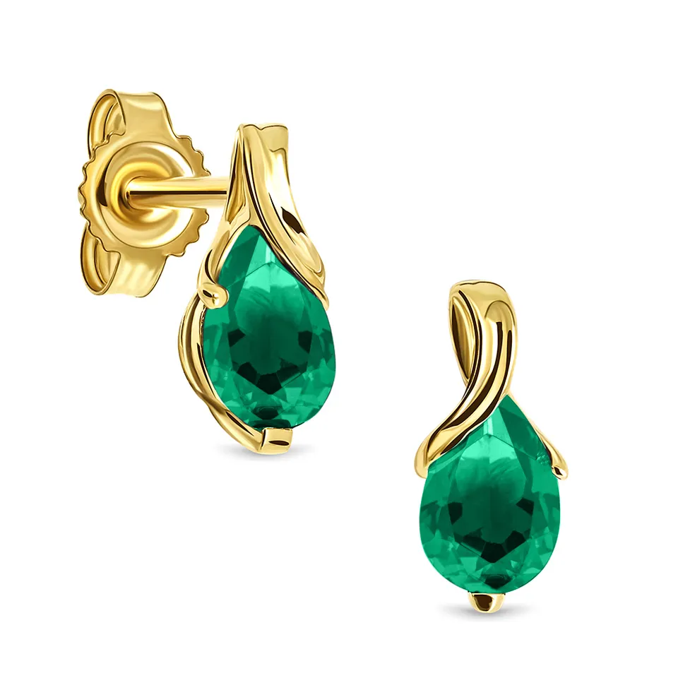 Miore Earrings Orecchini Oro Giallo 14KT Smeraldo Creato