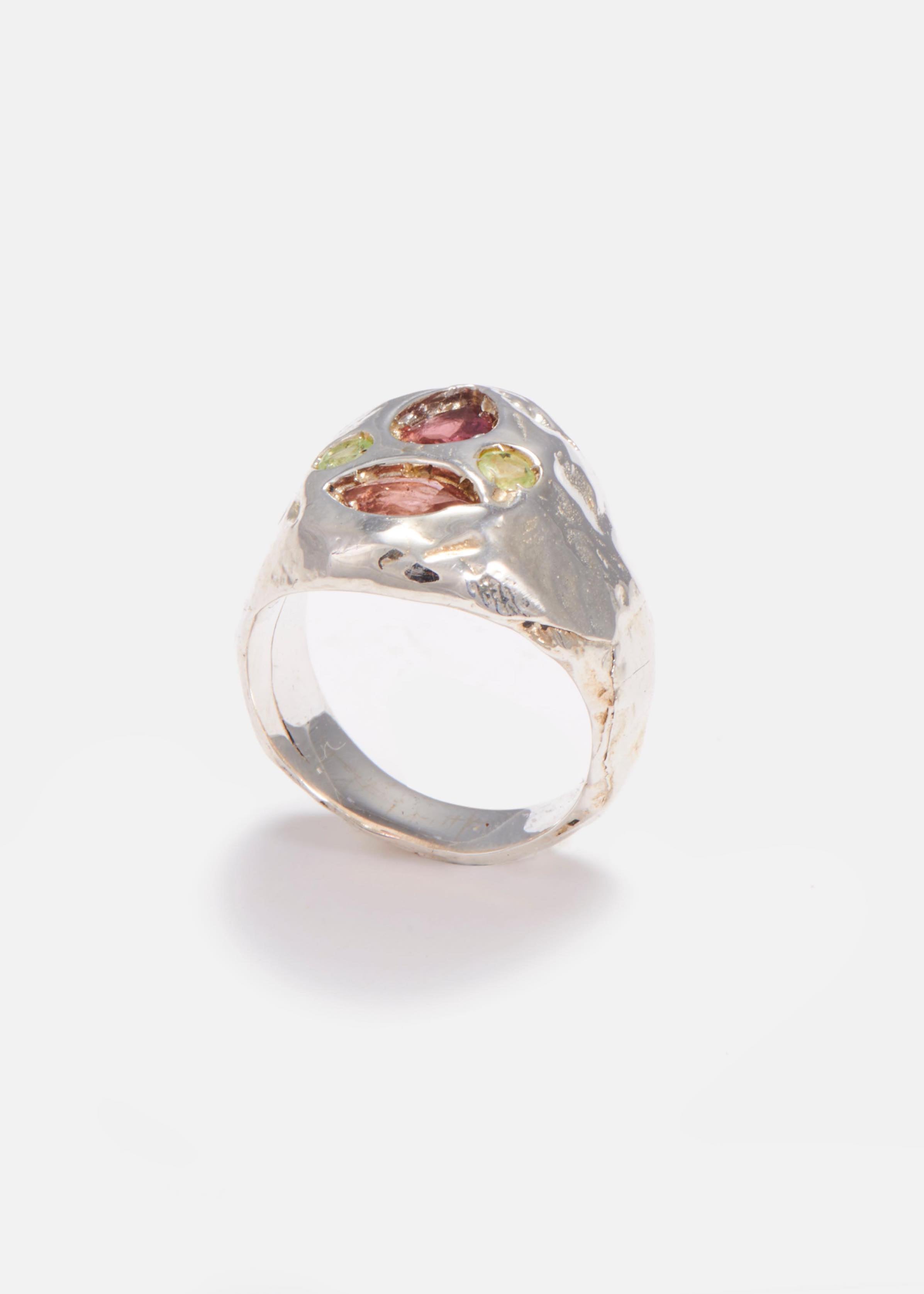 Voodoo Jewels Bold Shapes Ahome anello argento pietre naturali