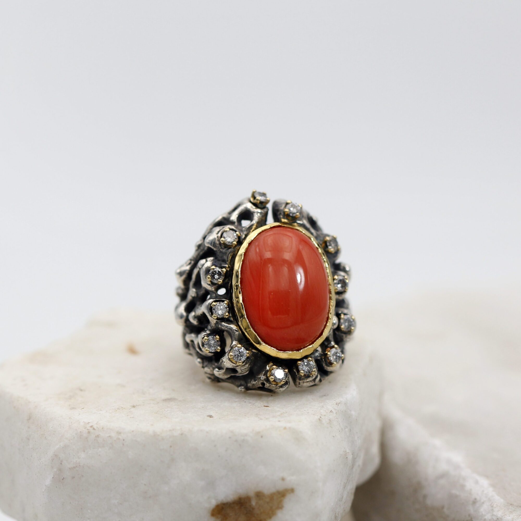 Anna Gioielli Jolly Jewels anello argento oro corallo diamanti