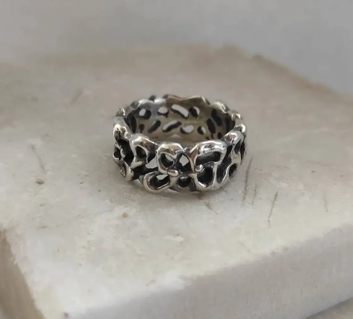 Anna Gioielli Marte Anello fascia argento 925 crateri 8,30 g