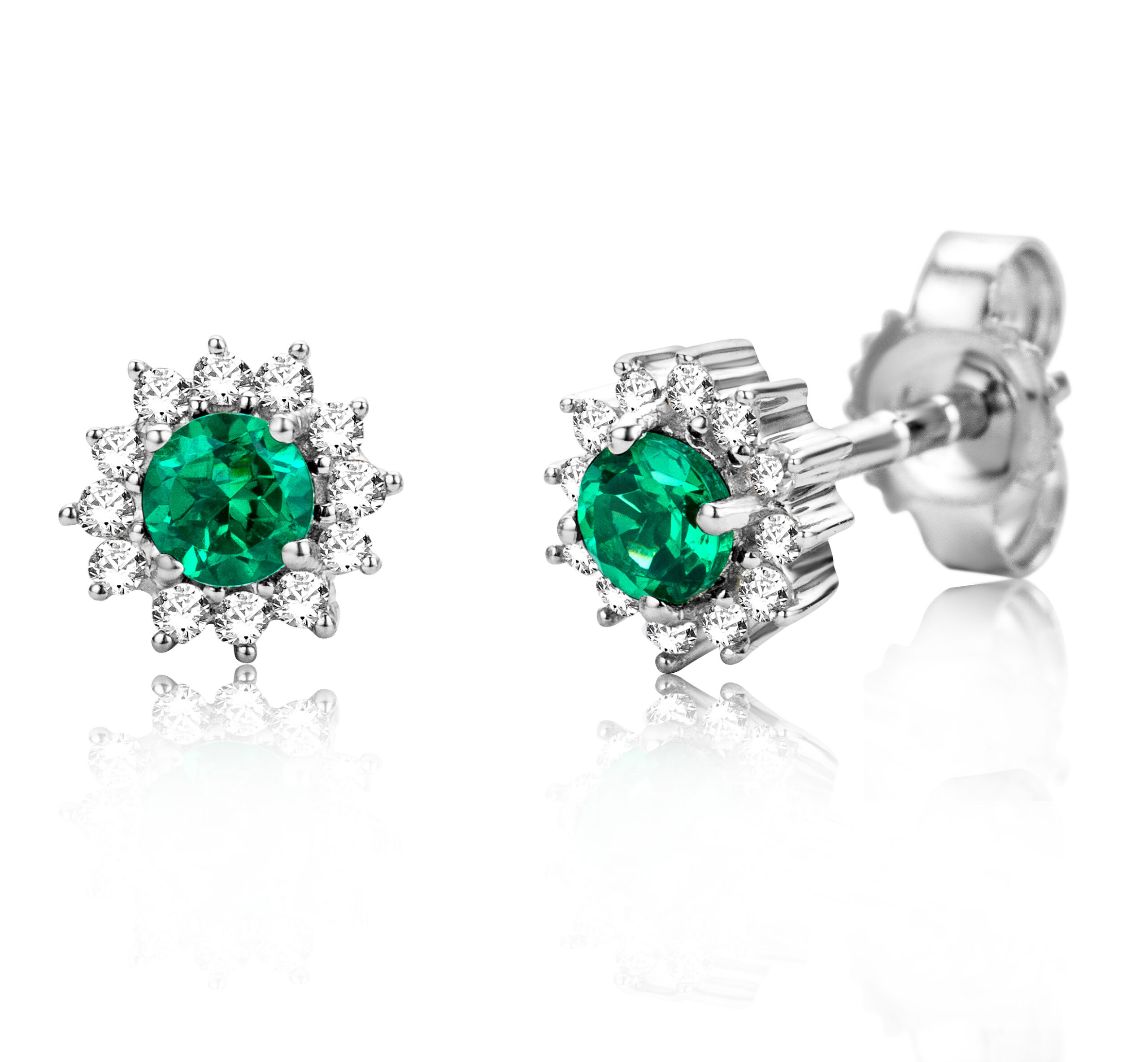 Miore Orecchini Oro Bianco 9Kt Smeraldo Creato