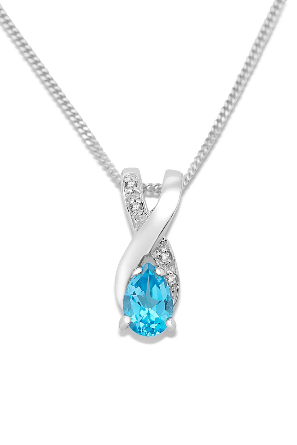 Miore Collana Oro Bianco 9Kt Topazio Blu