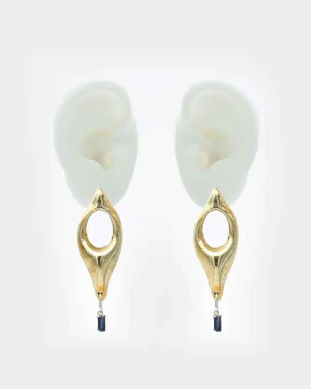 Voodoo Jewels Bold Shapes Leda orecchini bronzo iolite blu