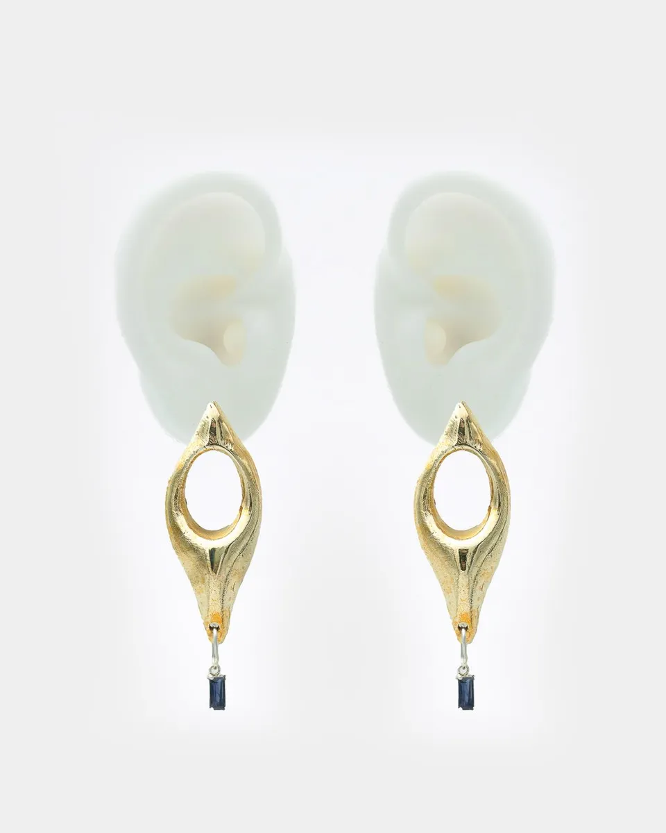 Voodoo Jewels Bold Shapes Leda orecchini bronzo iolite blu