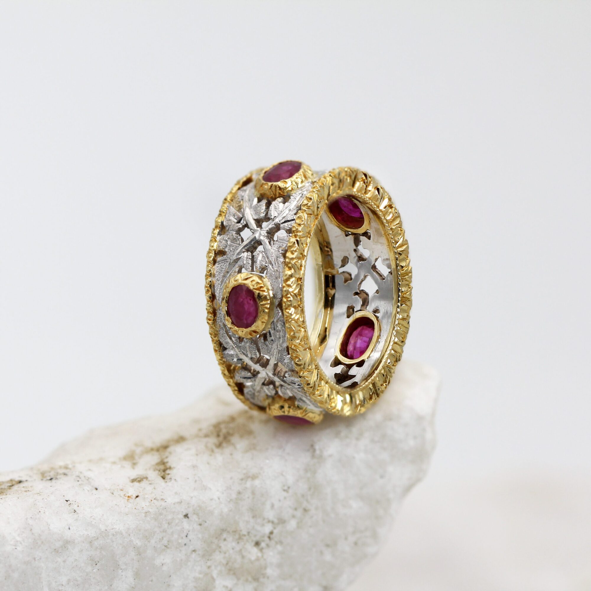 Anna Gioielli Stile Orafo Fiorentino fede oro rubini 1.95 ct 9 mm