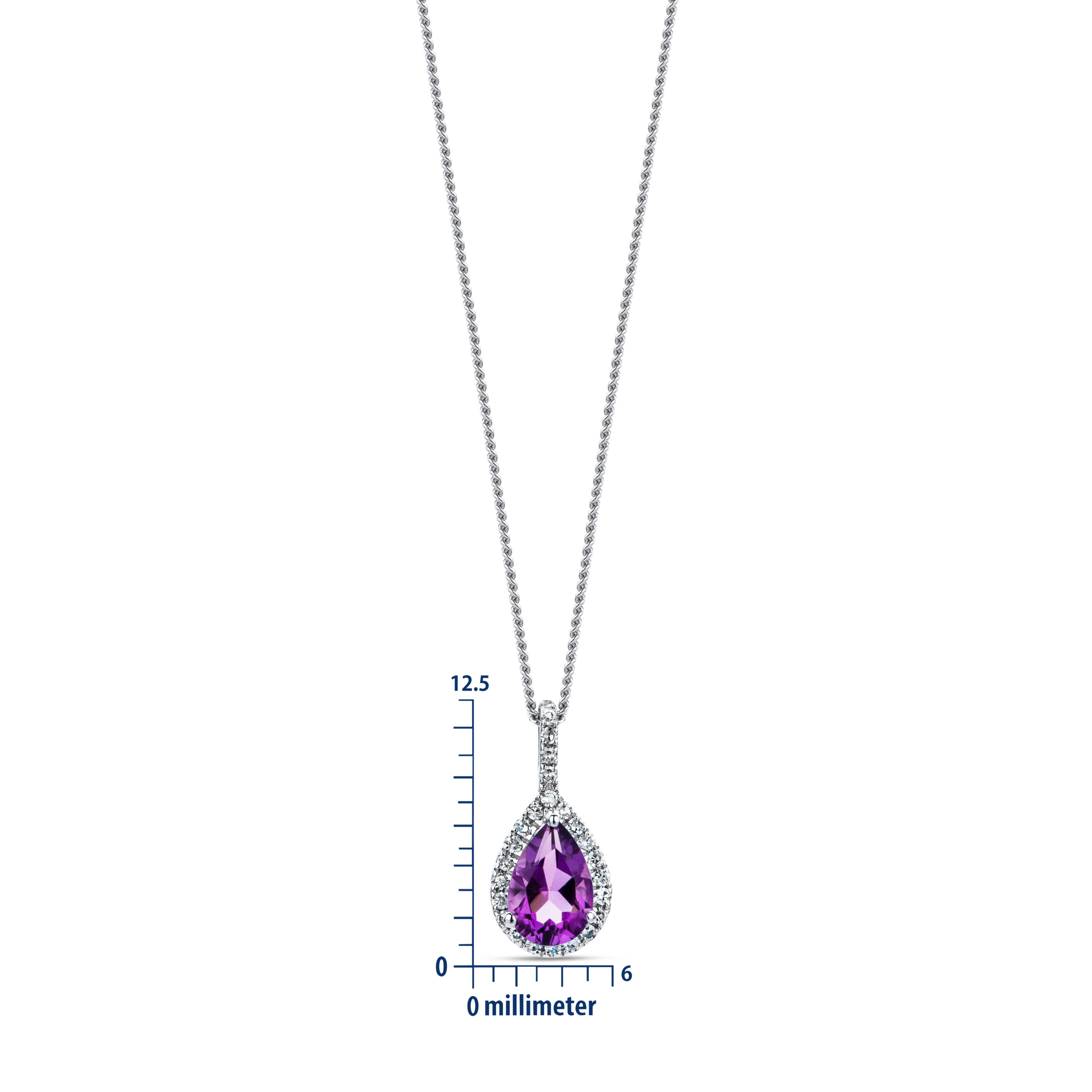 Miore Collana Oro Bianco 9Kt Ametista