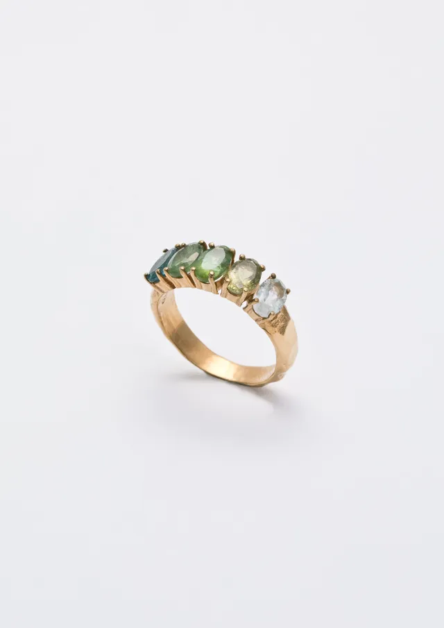 Voodoo Jewels Niral anello tormaline ovali argento oro M