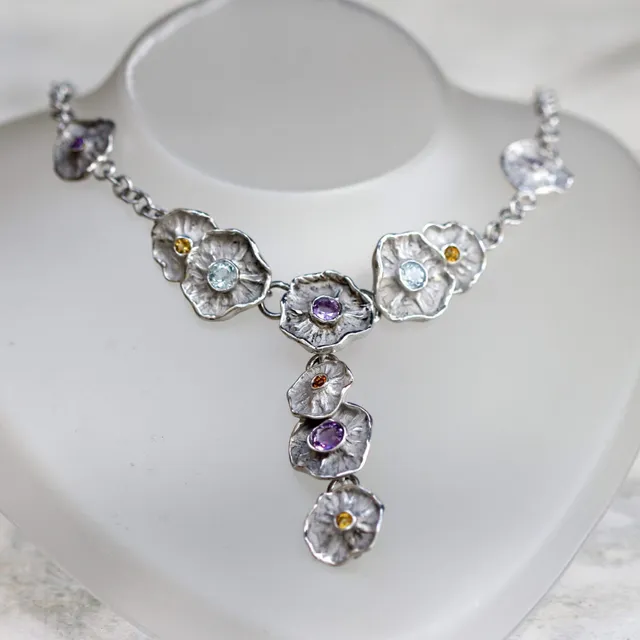 Anna Gioielli Winter Flower collana argento 52 cm 11 fiori