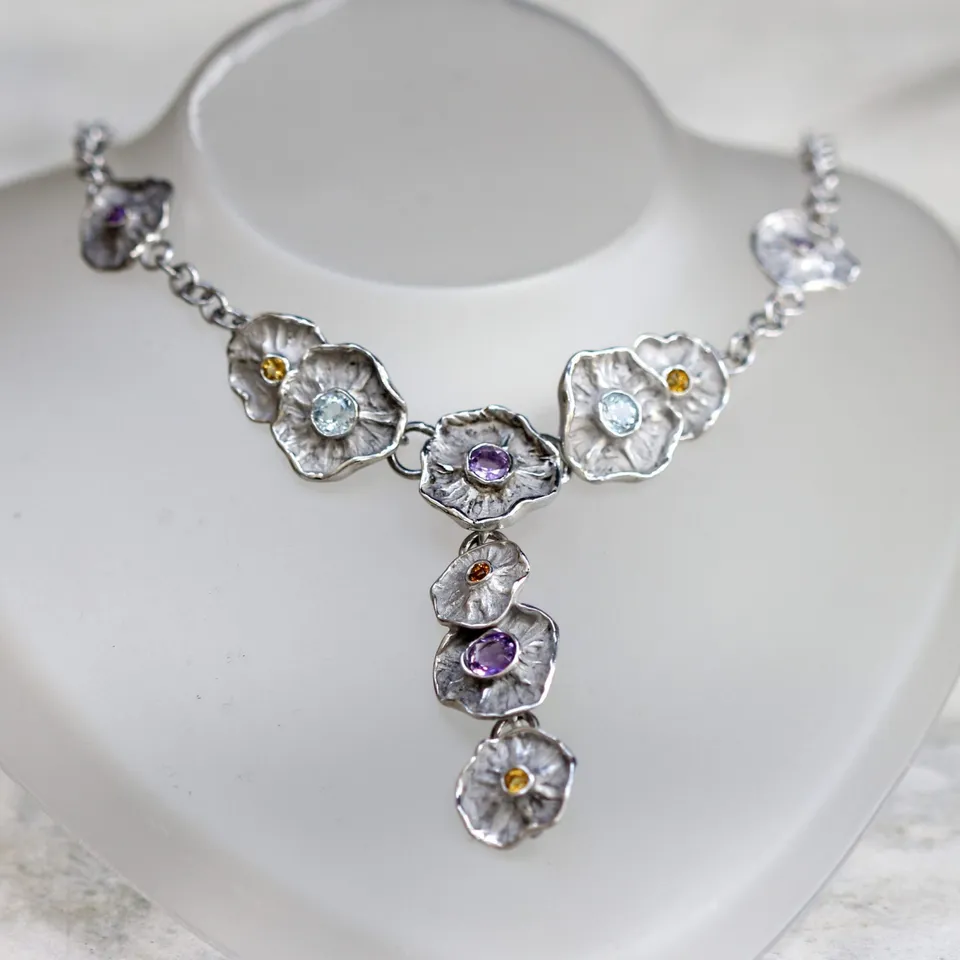 Anna Gioielli Winter Flower collana argento 52 cm 11 fiori