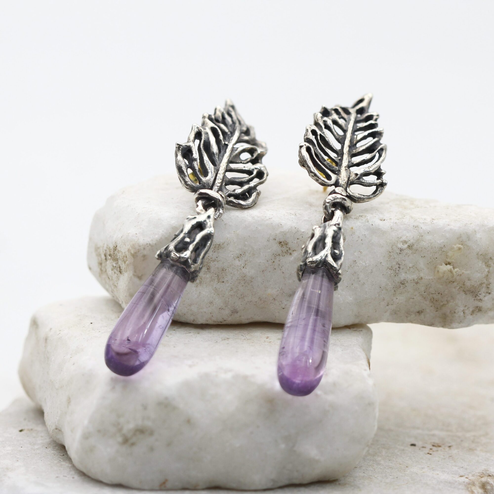 Anna Gioielli Collezione Marte Orecchini argento ametista goccia 60 mm