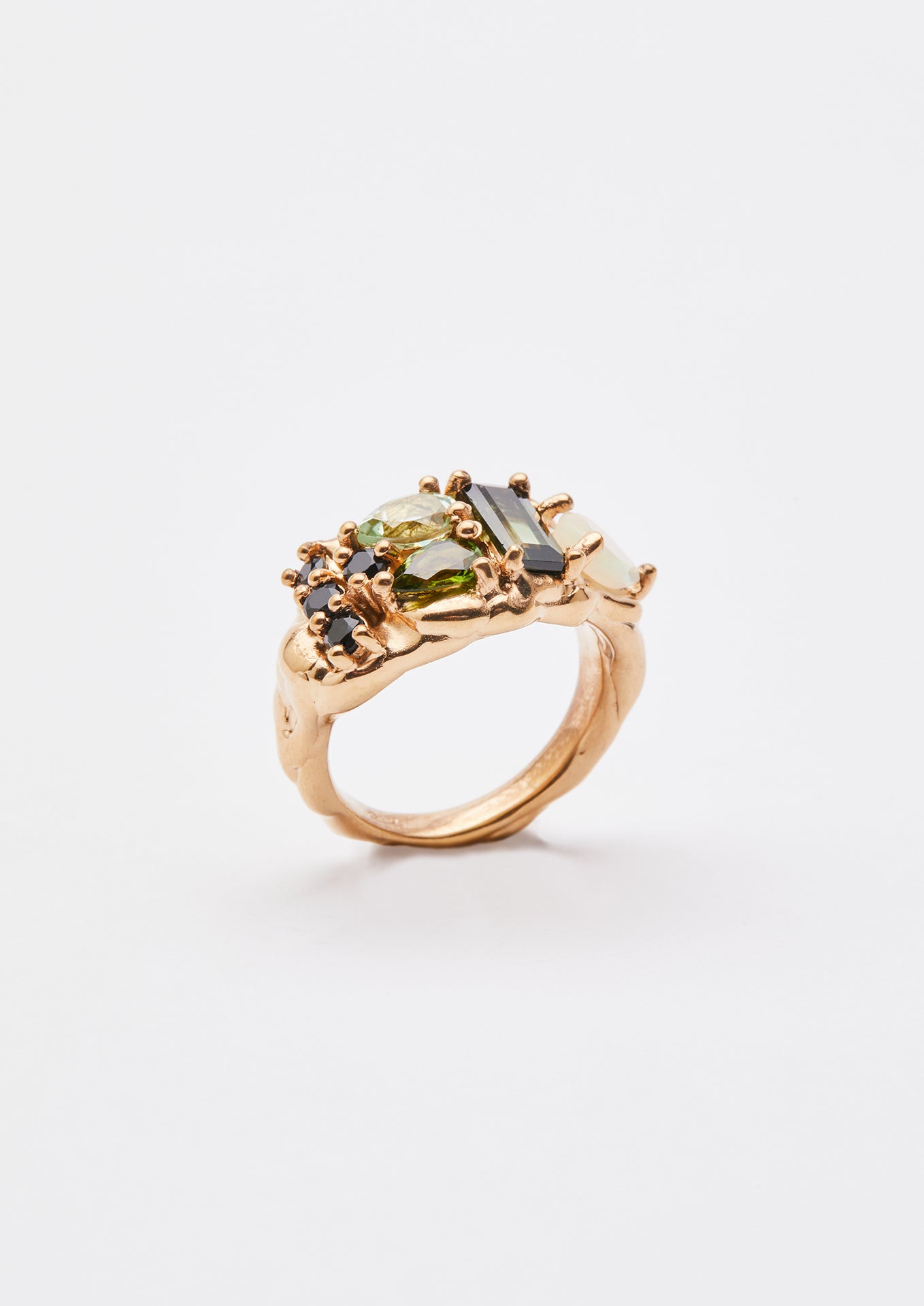 Voodoo Jewels Bold Shapes Ghede anello oro tormaline opale M