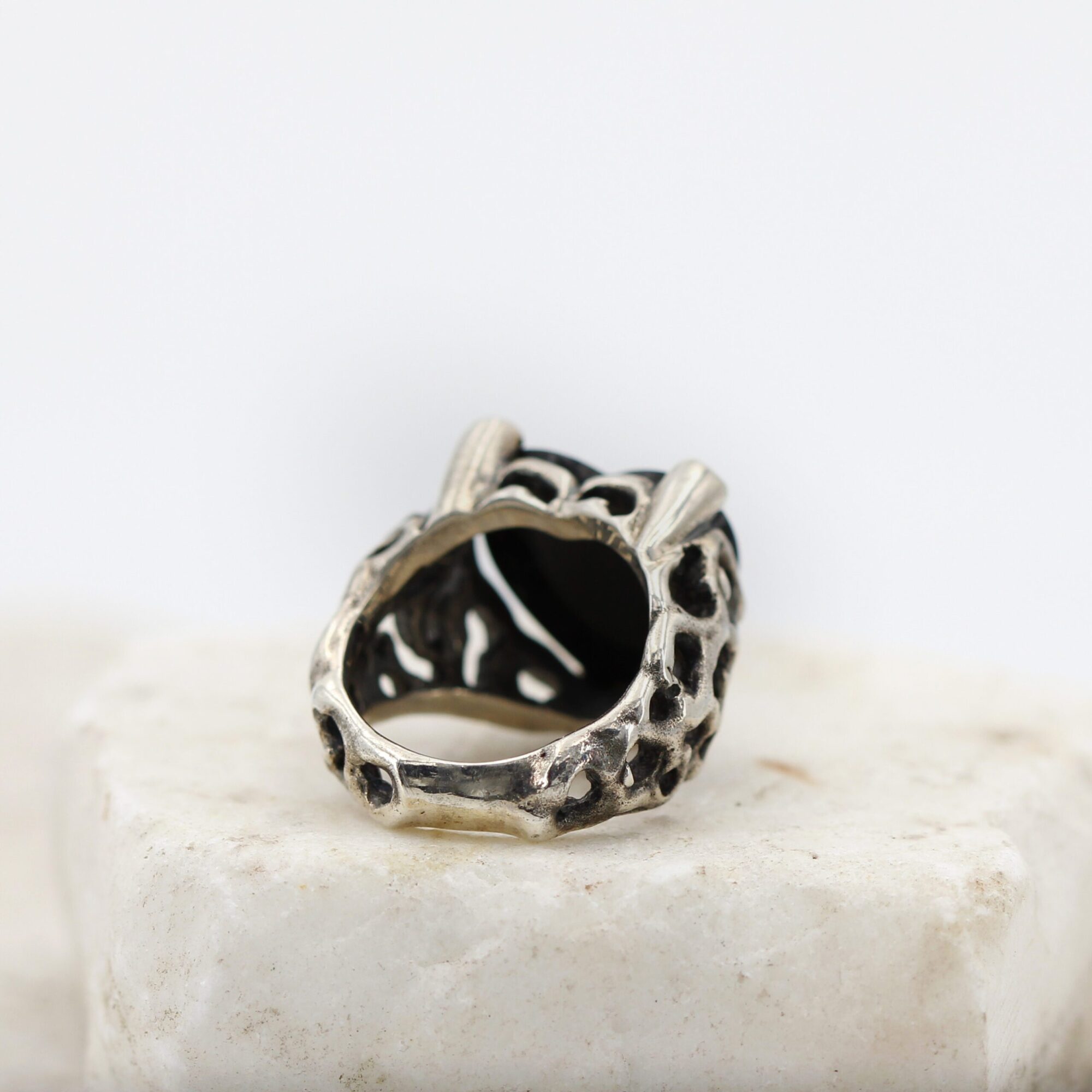 Anna Gioielli Marte Anello Argento Onice Nero Cuore