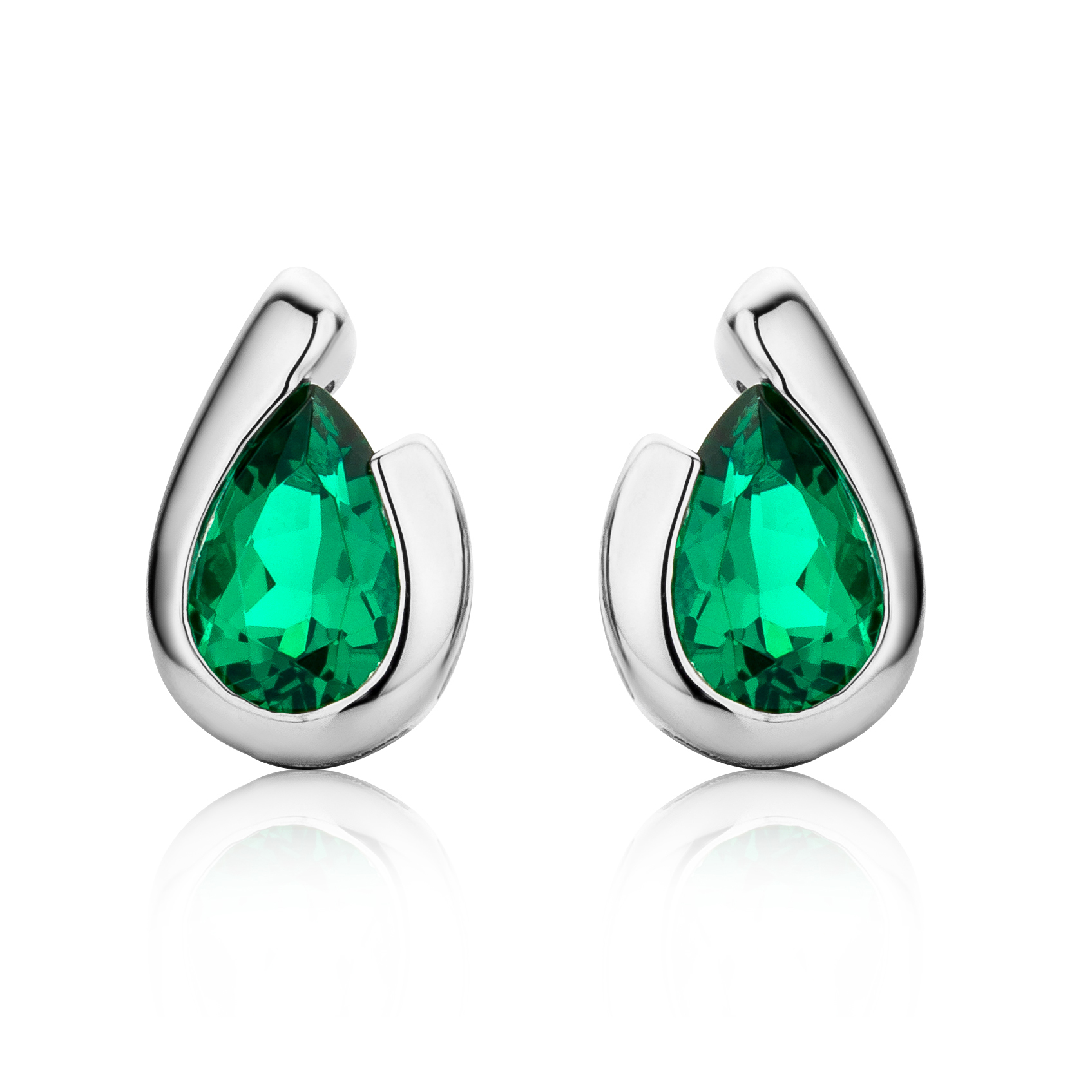 Miore Earrings Orecchini oro bianco 9Kt smeraldo creato