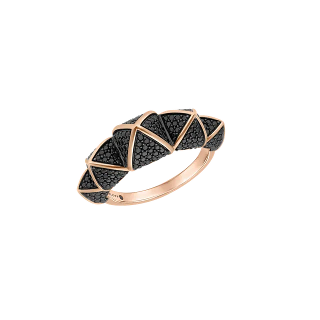 Korloff Korlove JL-JKVR05-PG/BD anello oro rosa diamanti neri 5 cuori