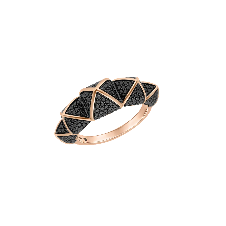 Korloff Korlove JL-JKVR05-PG/BD anello oro rosa diamanti neri 5 cuori