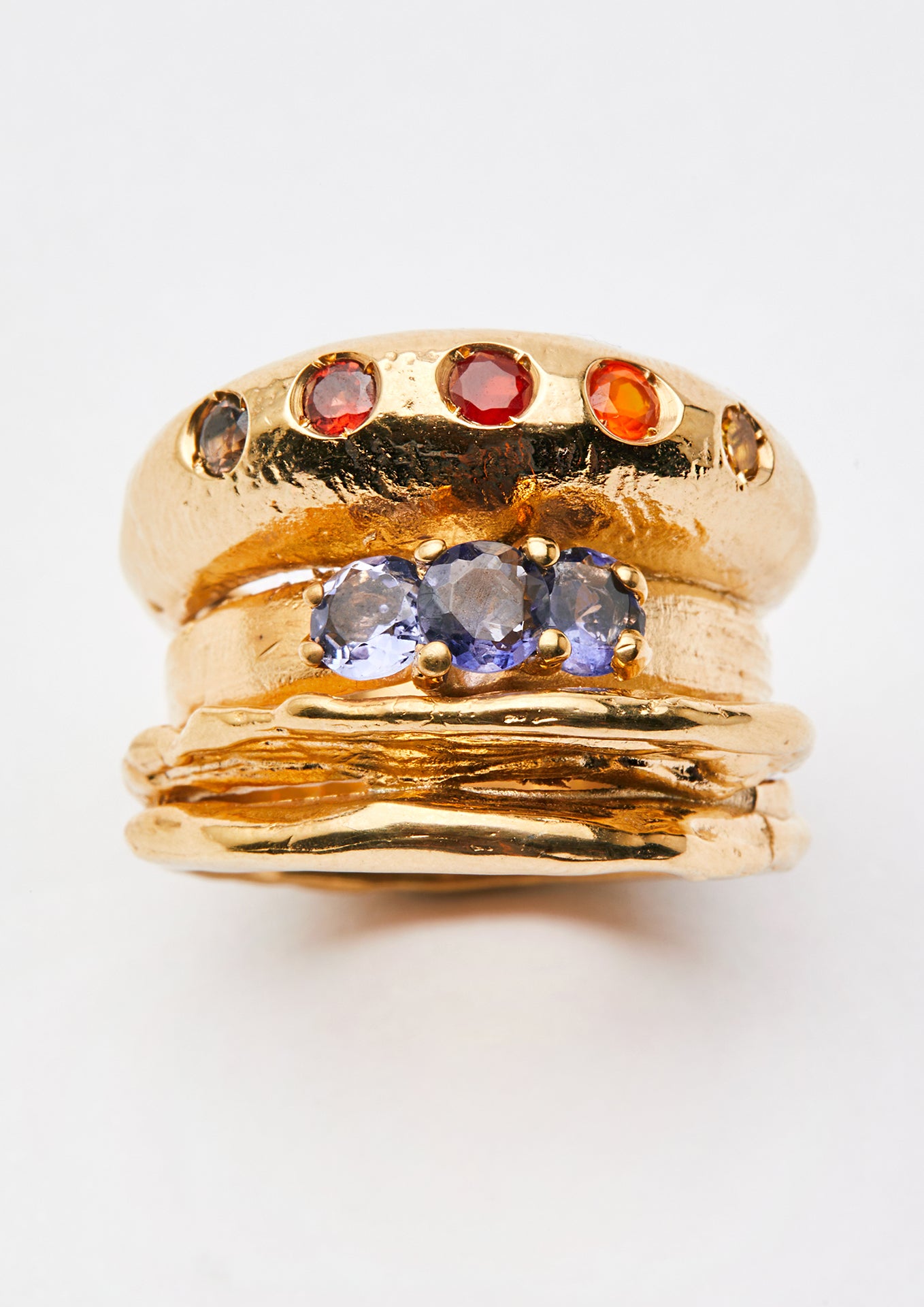 Voodoo Jewels Bold Shapes Rada anello argento oro pietre M