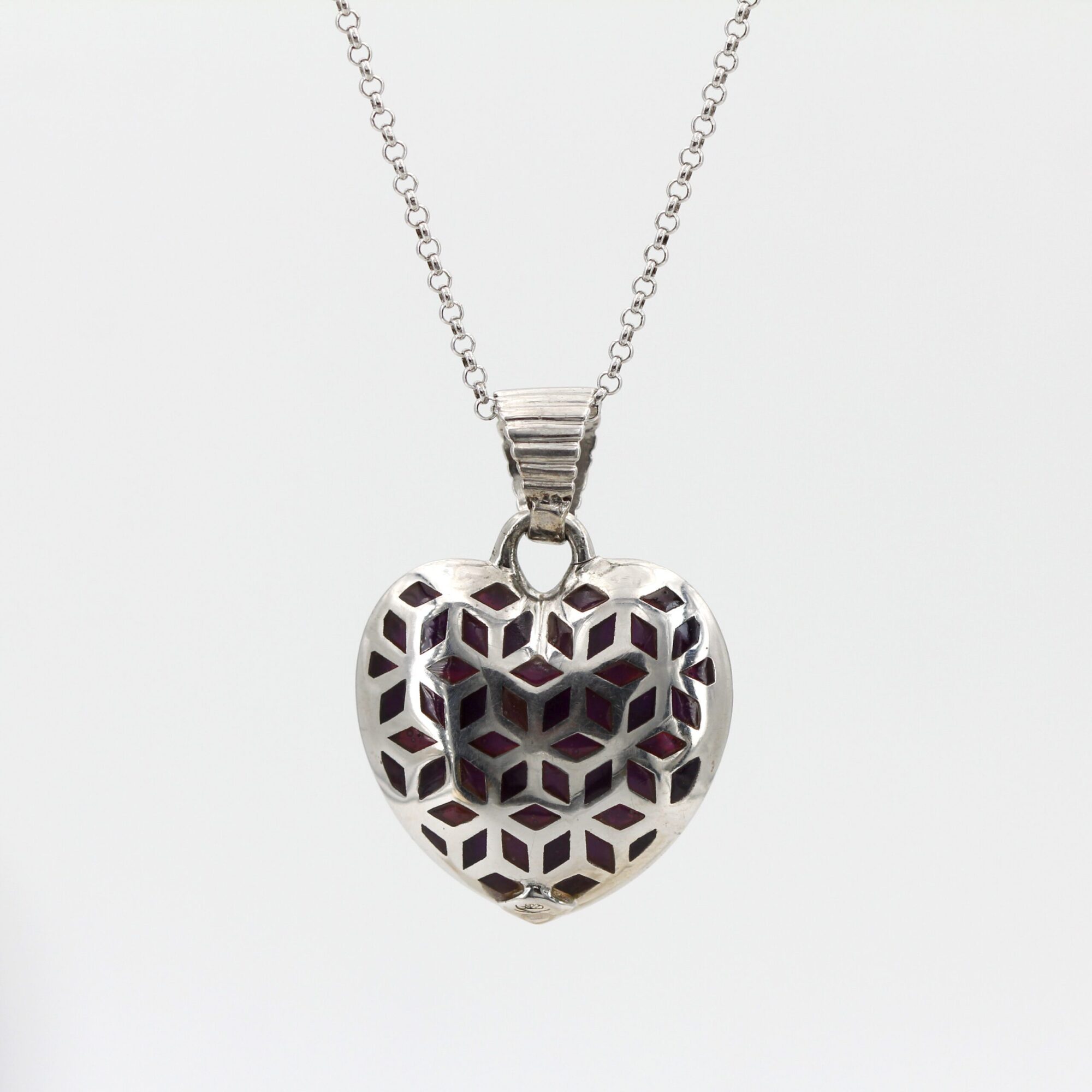 Anna Gioielli Pendenti Ciondolo Cuore Argento Smalto Bordeaux