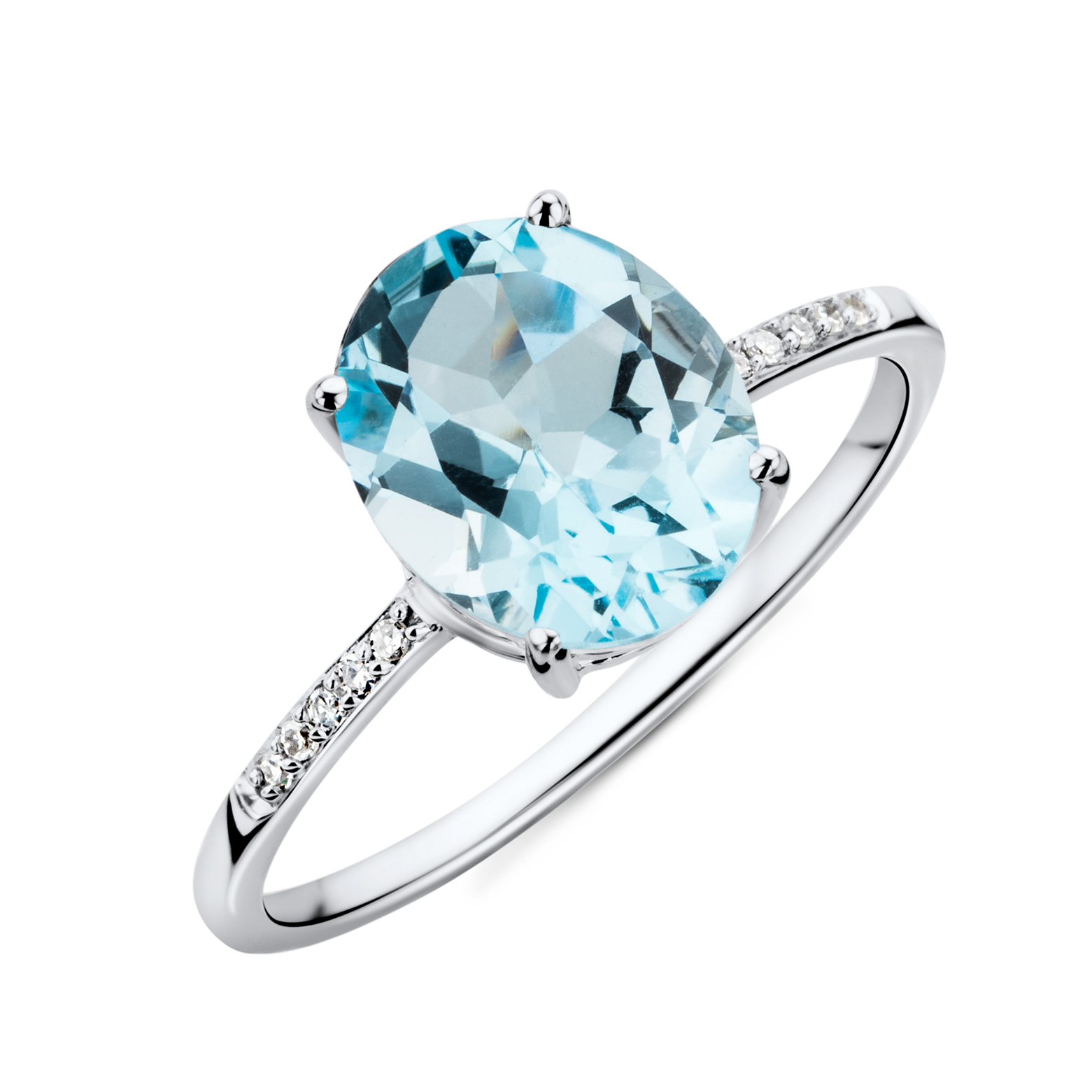 Miore Ring Anello oro bianco 9Kt topazio blu