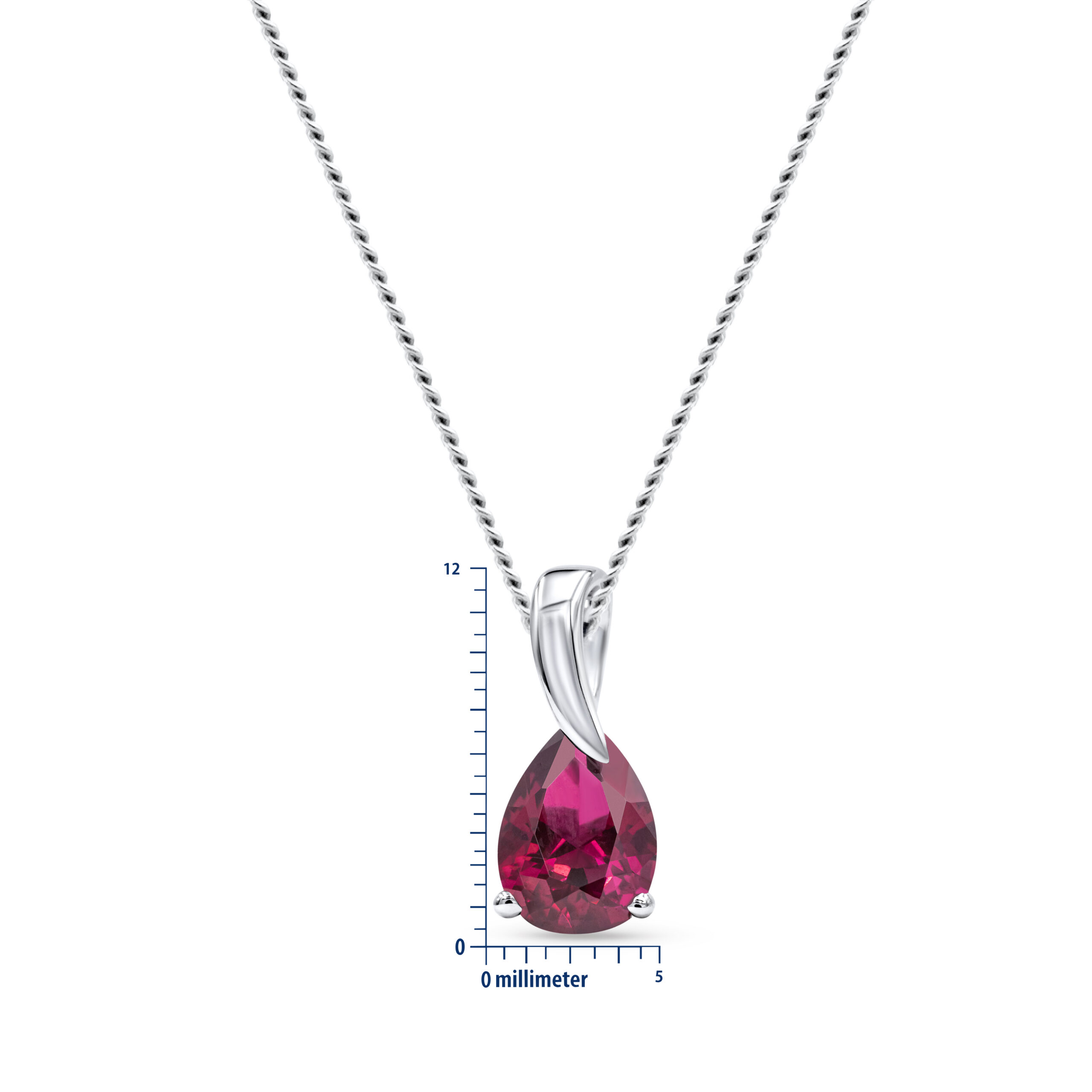 Miore Collana Oro Bianco 9Kt con Rubino Creato