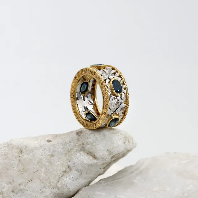 Anna Gioielli Stile Orafo Fiorentino anello oro zaffiri 3,90 ct