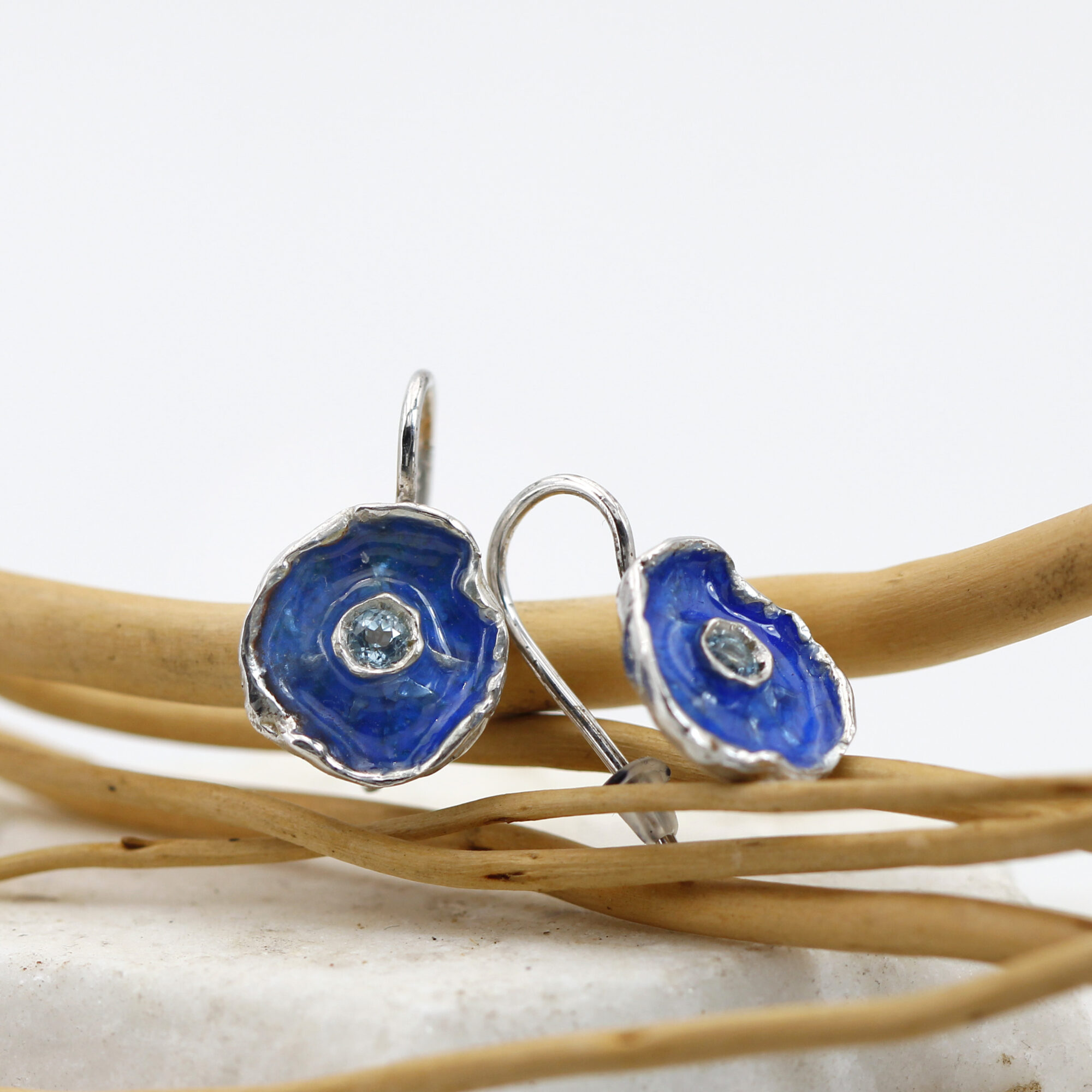 Anna Gioielli Winter Flower Orecchini Argento Topazio Blu