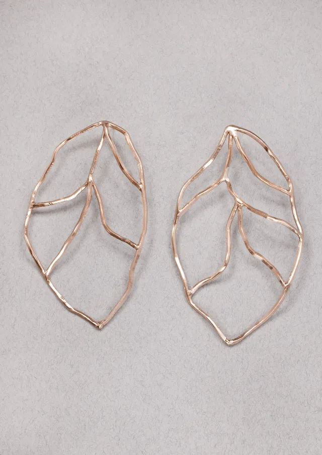 Voodoo Jewels Bold Shapes Leaf orecchini bronzo giallo