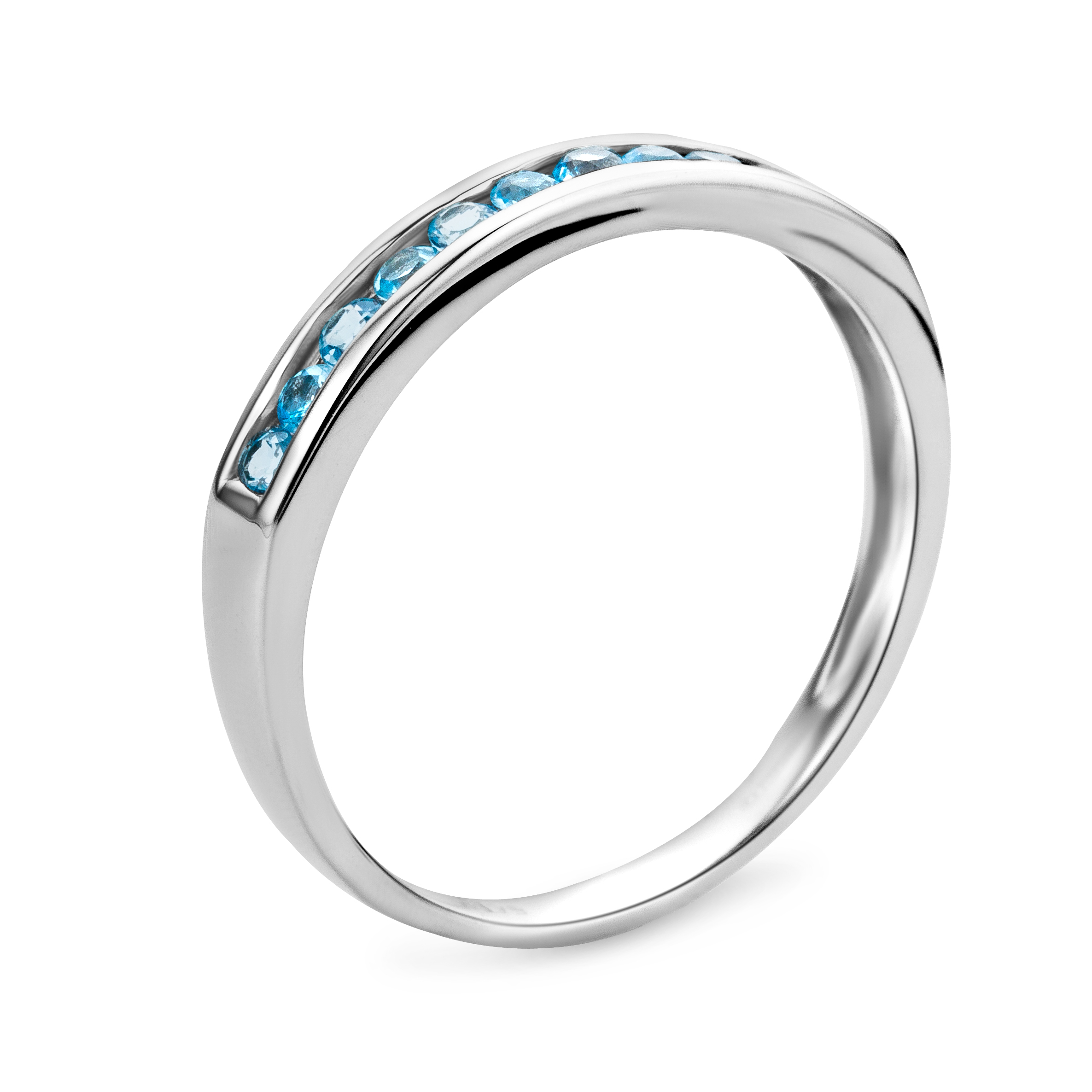Miore anello oro bianco 9Kt topazio blu