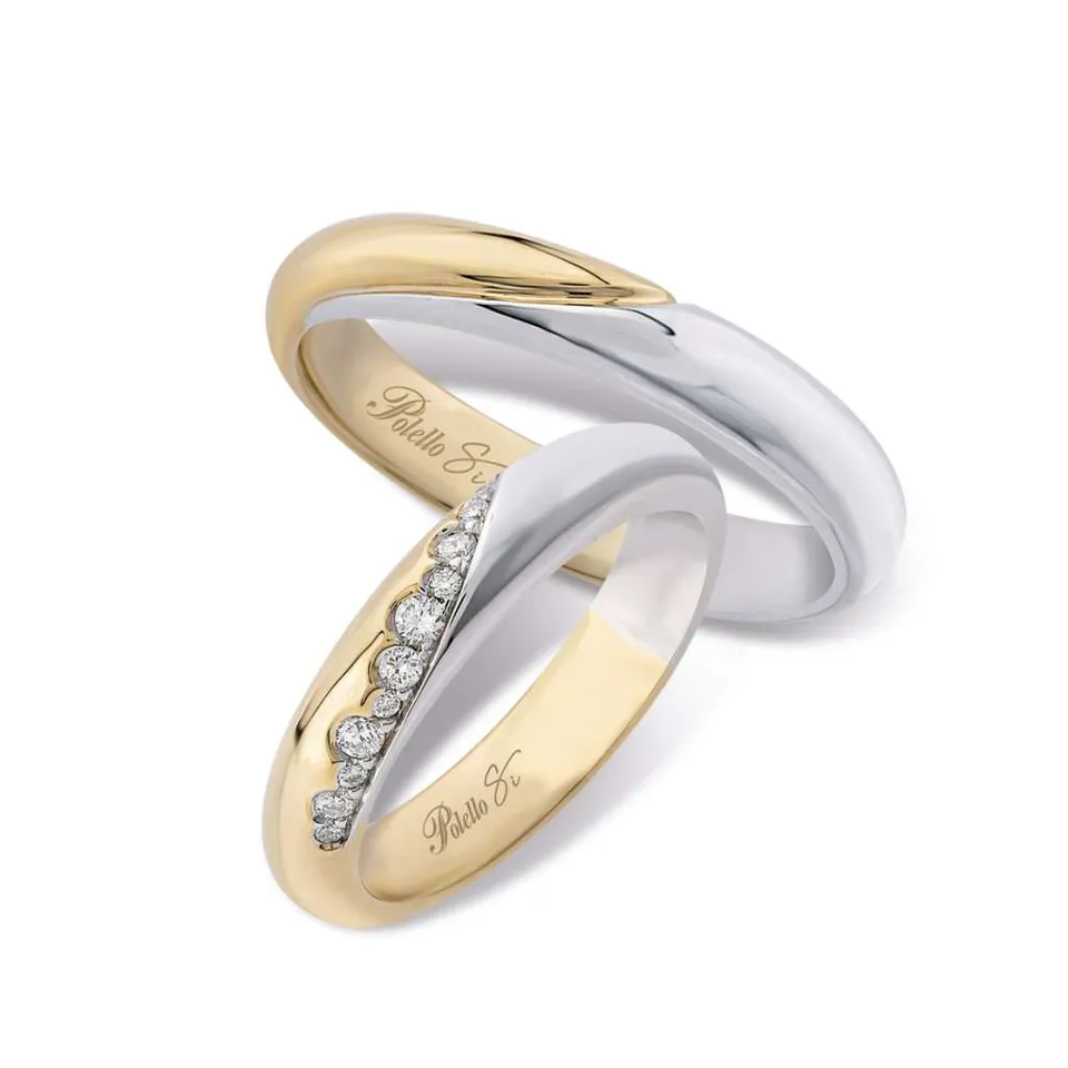 Polello Sì Lo Voglio fedi oro bianco e giallo 18kt