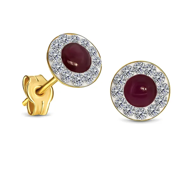 Miore Earrings Orecchini Oro Giallo 9Kt Rubino Naturale