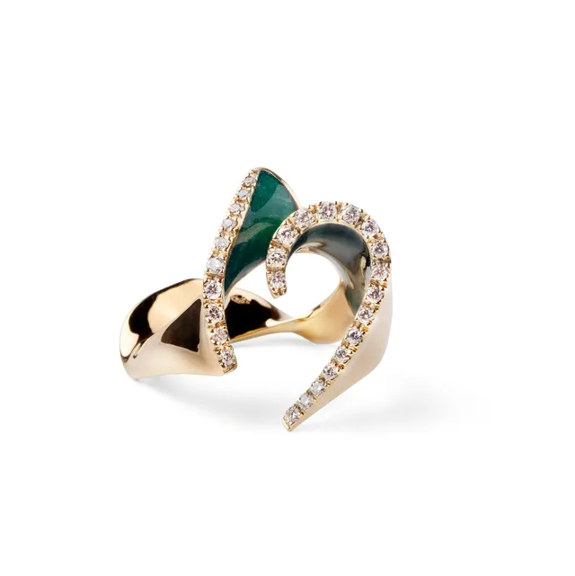 Noi Gioielli Firenze 1873 Onda anello oro giallo diamanti smalto