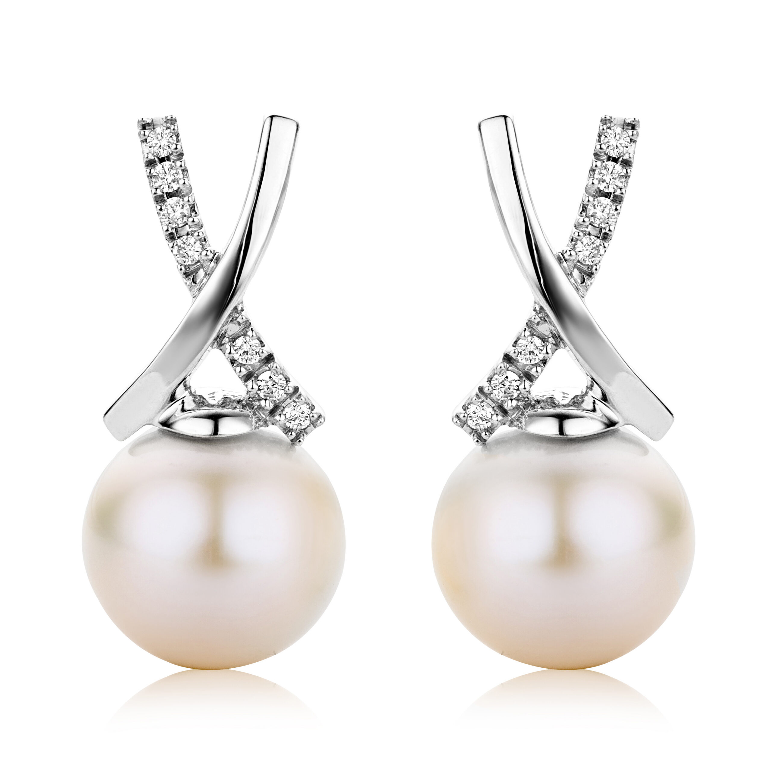 Miore Orecchini Perle Oro Bianco 18Kt 750