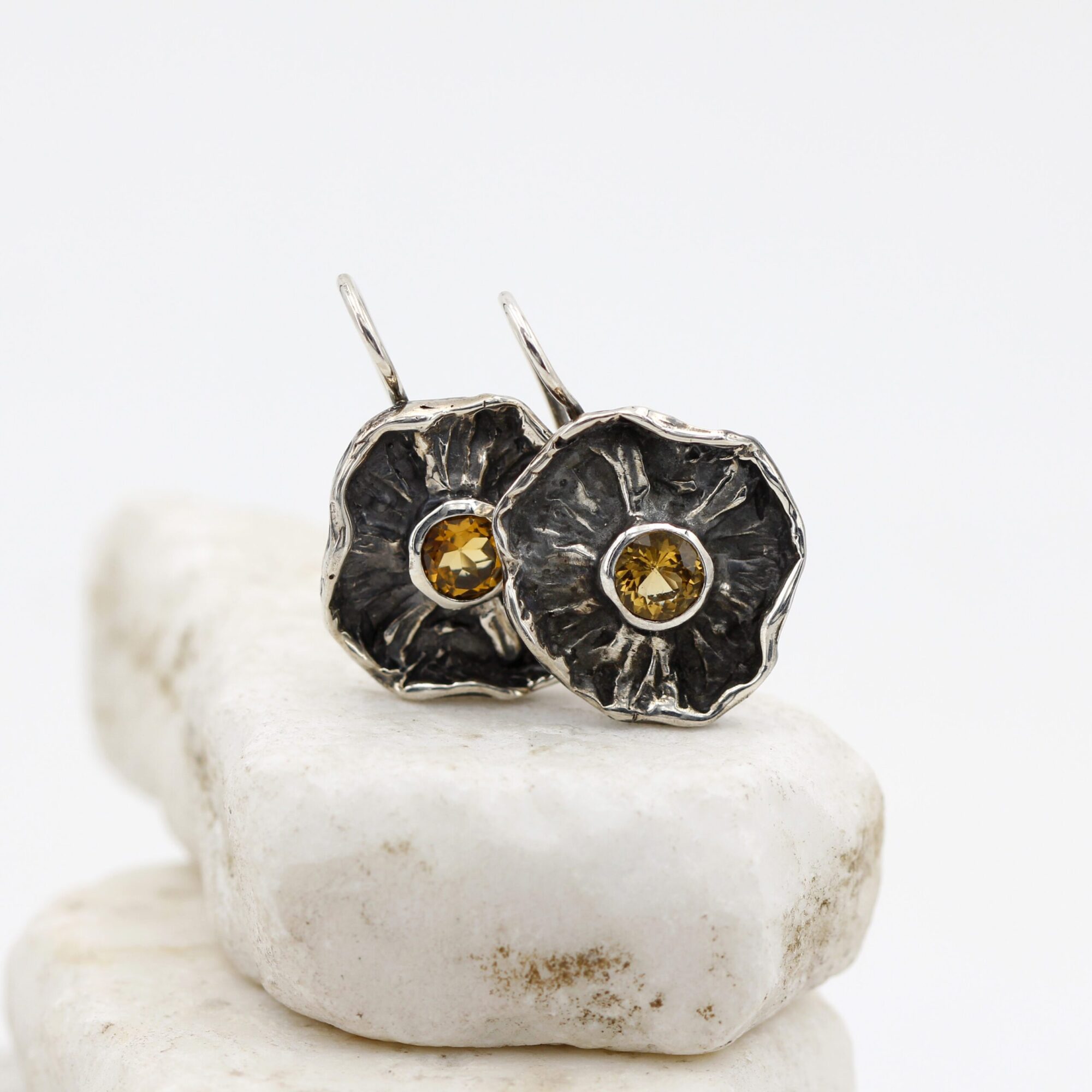 Anna Gioielli Winter Flower orecchini argento 925 quarzo citrino