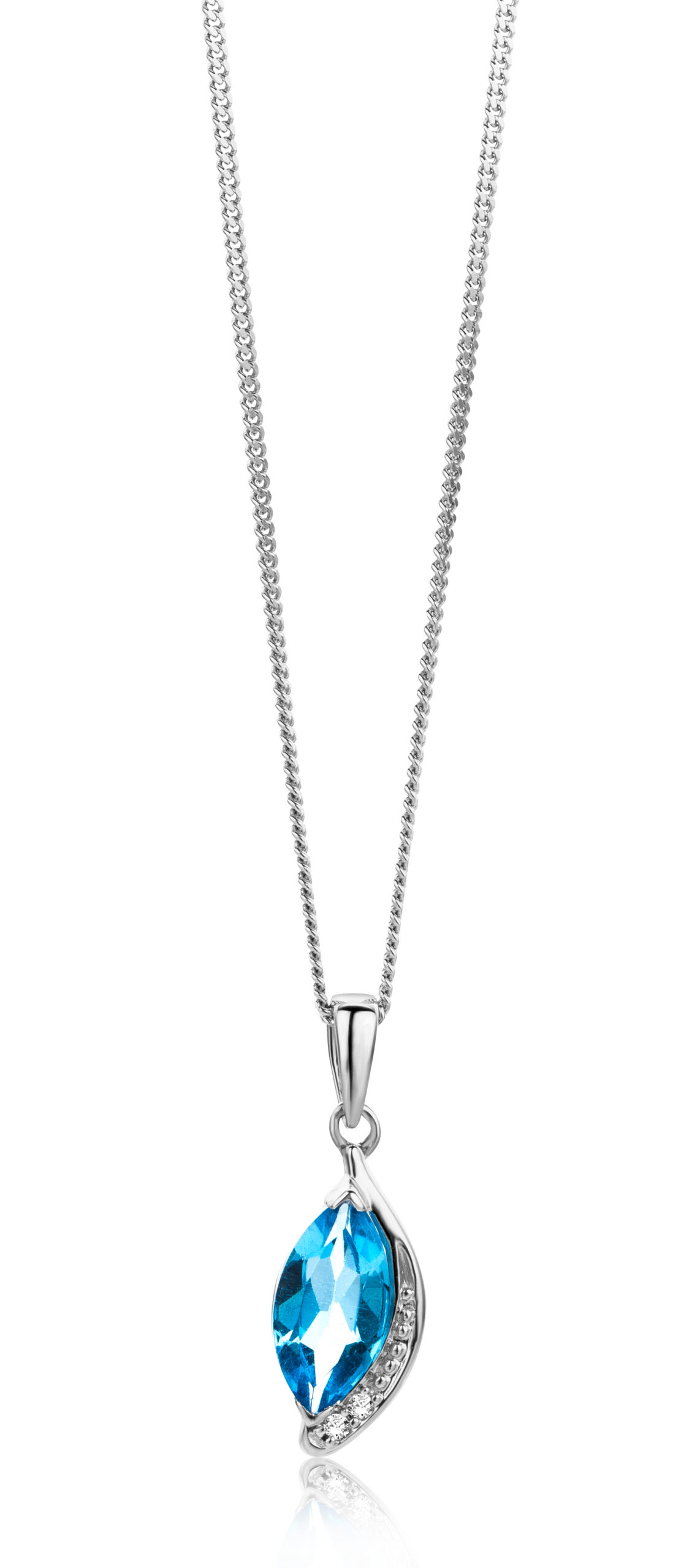Miore Necklace collana oro bianco 9kt topazio blu