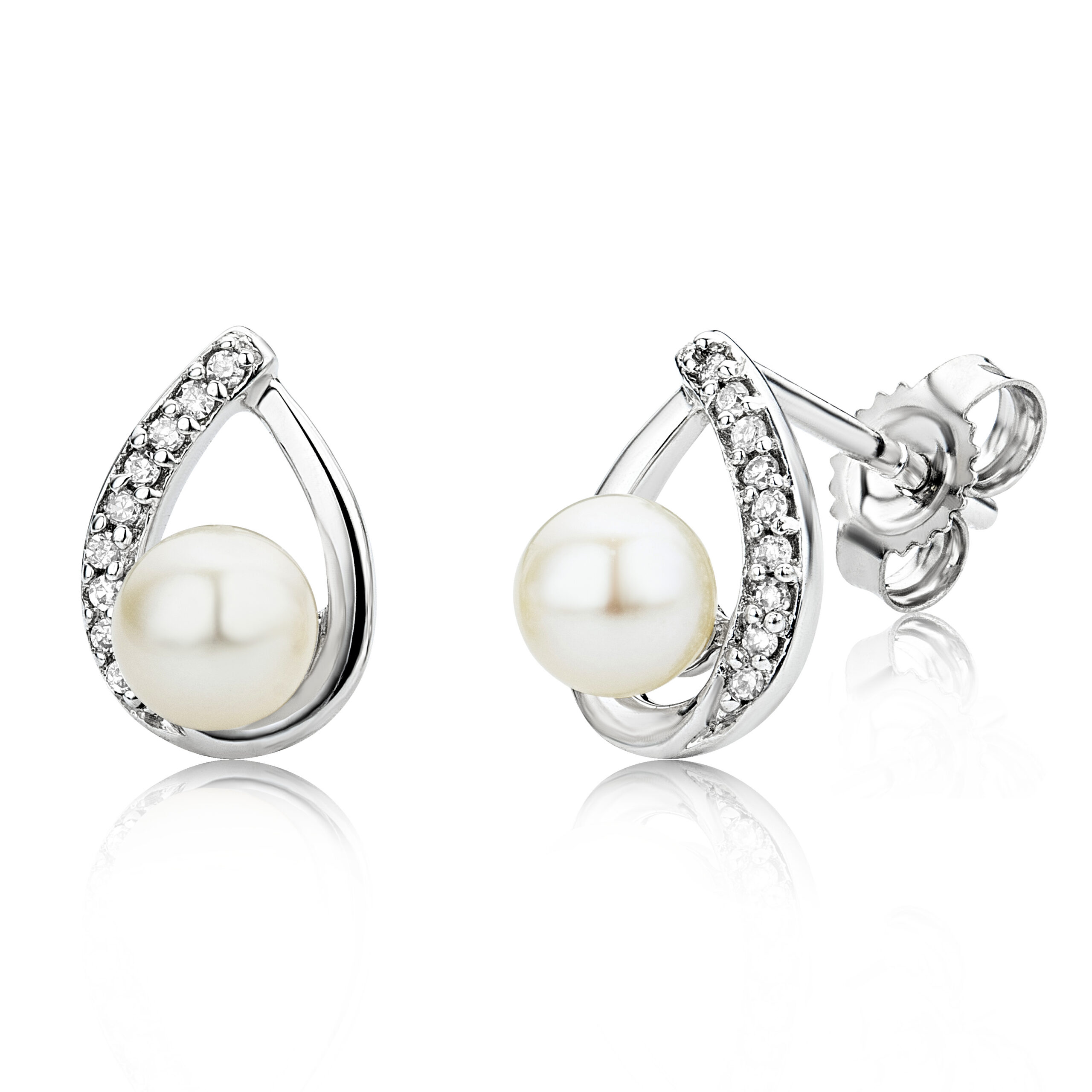Miore Orecchini Oro Bianco Perle Acqua Dolce