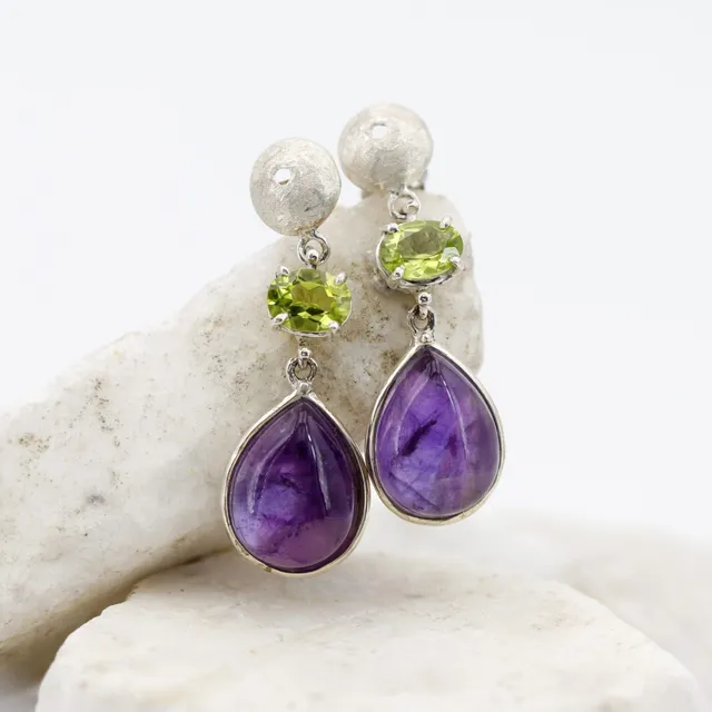 Anna Gioielli Orecchini argento ametista goccia peridoto 35 mm