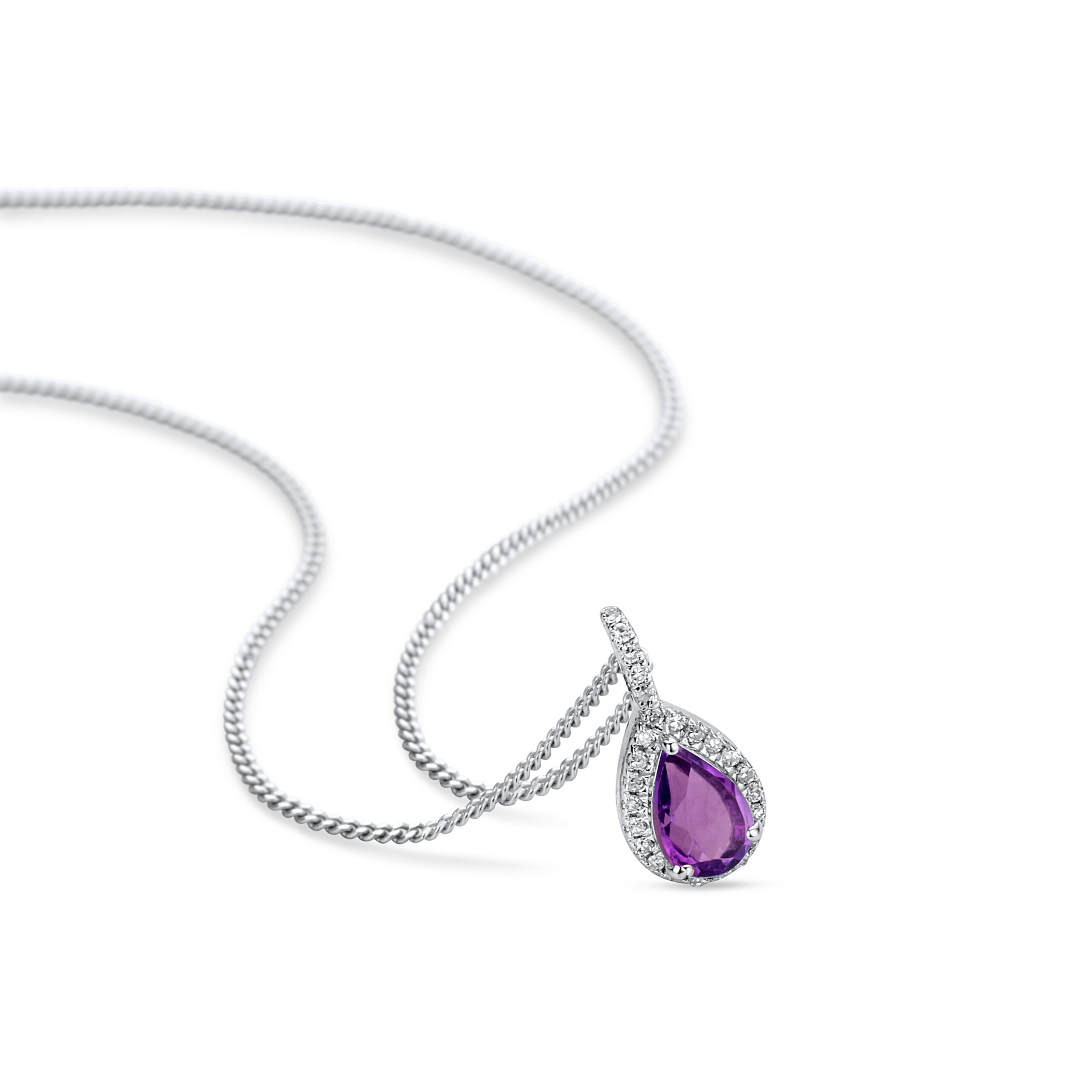 Miore Collana Oro Bianco 9Kt Ametista