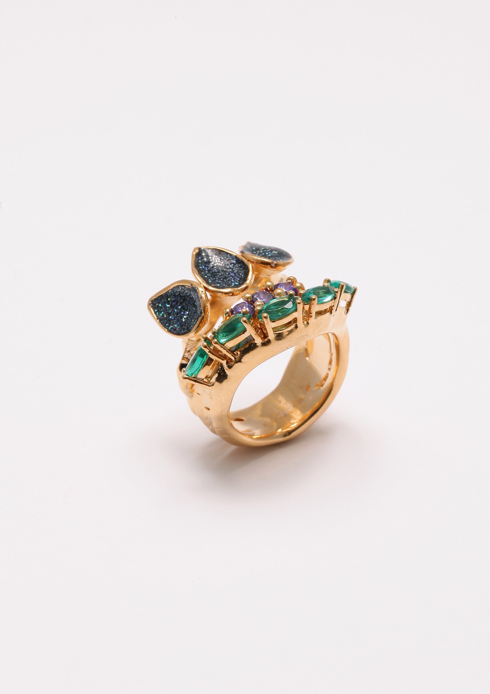 Voodoo Jewels Bold Shapes Kiele anello bronzo dorato pietre marquise