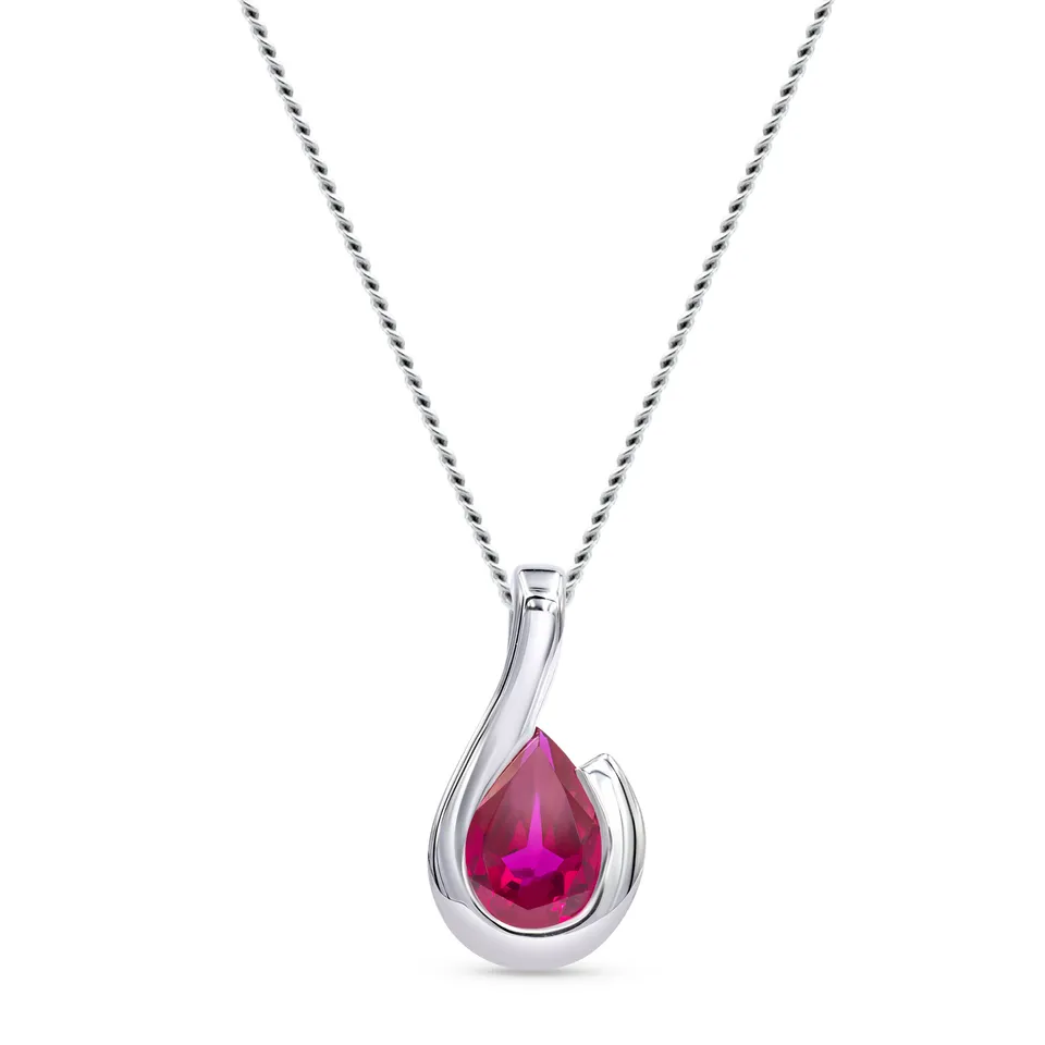 Miore Collana Oro Bianco 9KT Rubino Creato