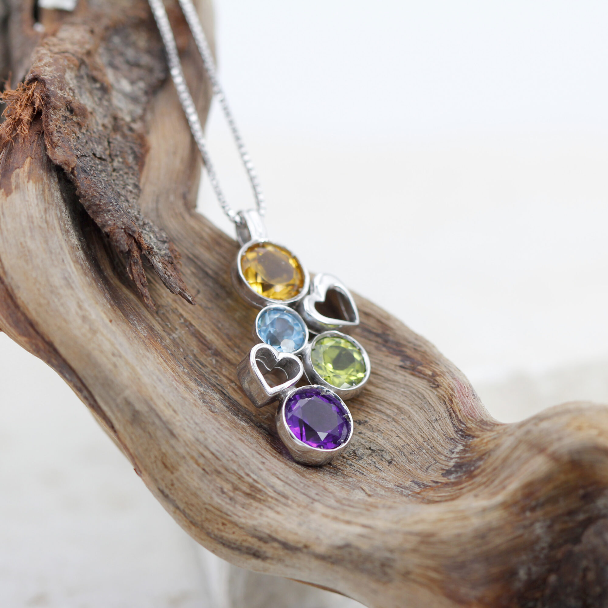 Anna Gioielli Pendenti ciondolo argento cuori 4 pietre 30x15 mm