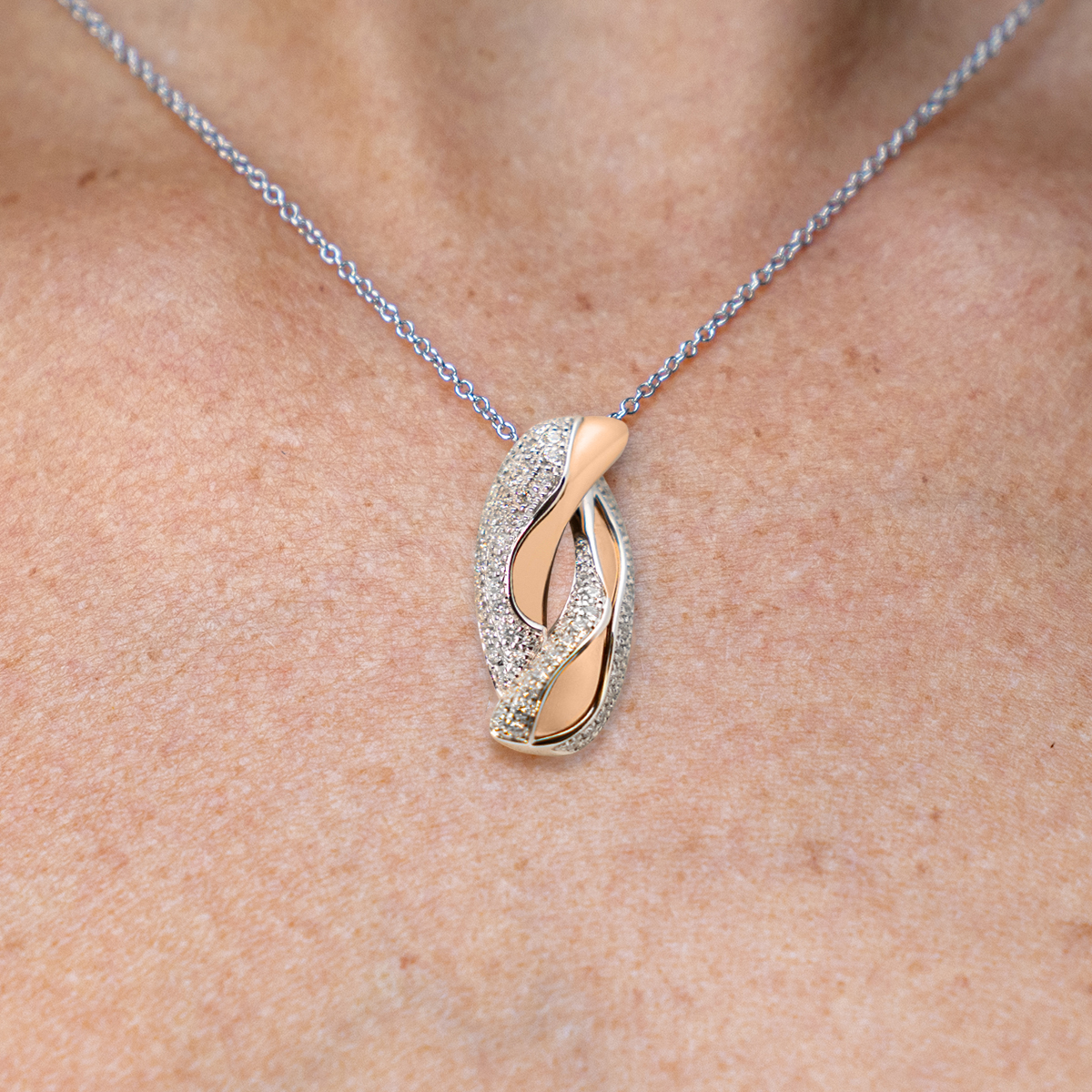 Polello 2025 Collana Oro Bianco Rosa Bicolore Donna
