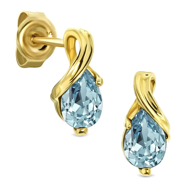 Miore Earrings orecchini oro giallo 9kt topazio blu