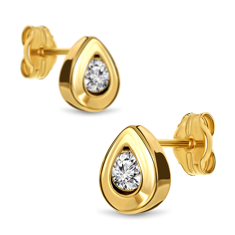 Miore Earrings Orecchini Oro Giallo 14Kt Zirconia