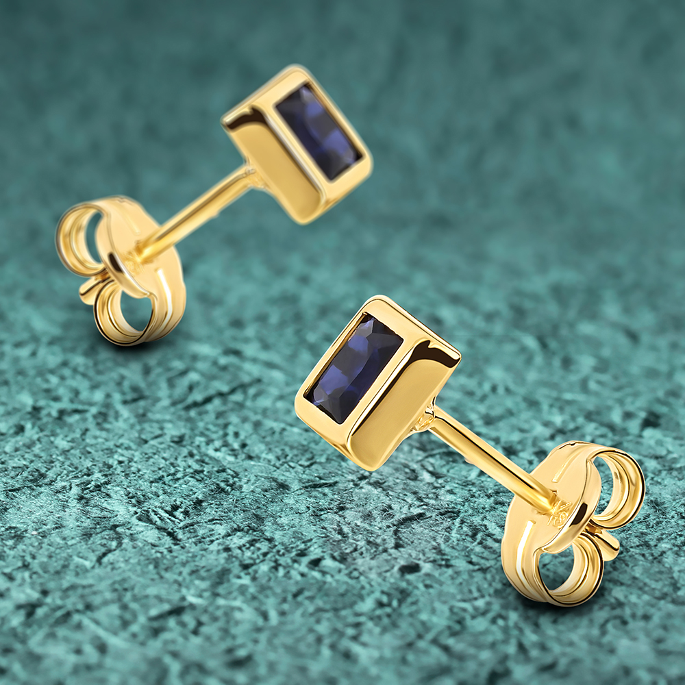 Miore Earrings Orecchini oro giallo 9Kt zaffiro creato