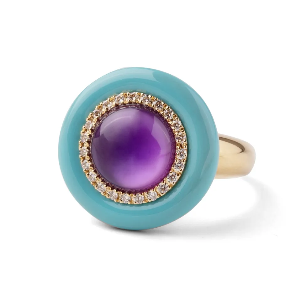 Noi Gioielli Firenze 1873 Mistica anello oro giallo ametista smalto turchese