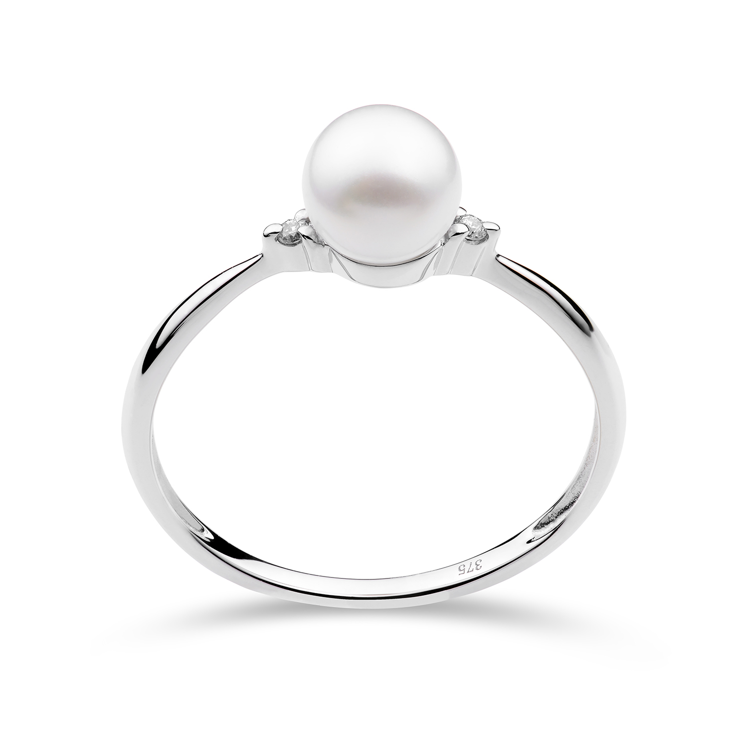 MIORE Anello Oro Bianco 375 Perla d'Acqua Dolce